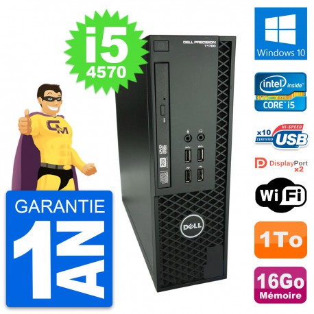 PC Dell T1700 SFF Intel Core i5-4570 RAM 16Go Disque Dur 1To Windows 10 Wifi