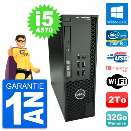 PC Dell Precision T1700 SFF Intel i5-4570 RAM 32Go Disque 2To Windows 10 Wifi