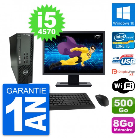 PC Dell T1700 SFF Ecran 19" Intel i5-4570 RAM 8Go Disque 500Go Windows 10 Wifi
