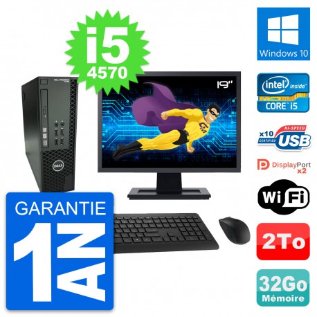 PC Dell T1700 SFF Ecran 19" Intel i5-4570 RAM 32Go Disque 2To Windows 10 Wifi
