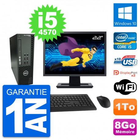 PC Dell T1700 SFF Ecran 22" Intel i5-4570 RAM 8Go Disque 1To Windows 10 Wifi
