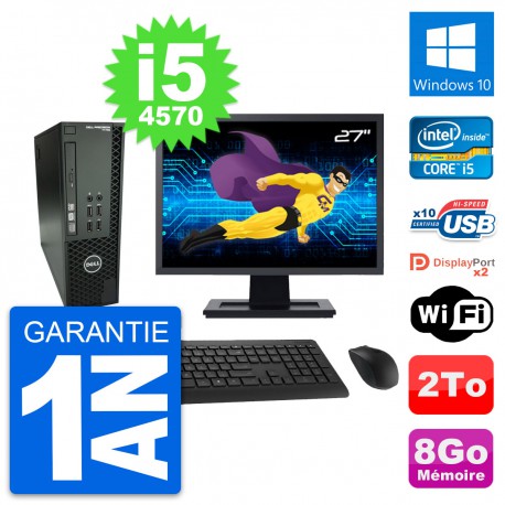 PC Dell T1700 SFF Ecran 27" Intel i5-4570 RAM 8Go Disque 2To Windows 10 Wifi
