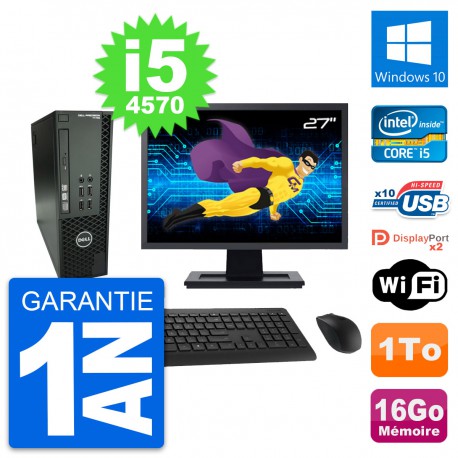 PC Dell T1700 SFF Ecran 27" Intel i5-4570 RAM 16Go Disque 1To Windows 10 Wifi