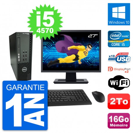 PC Dell T1700 SFF Ecran 27" Intel i5-4570 RAM 16Go Disque 2To Windows 10 Wifi