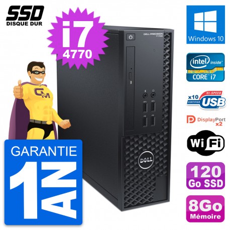 PC Dell Precision T1700 SFF Intel Core i7-4770 RAM 8Go SSD 120Go Windows 10 Wifi
