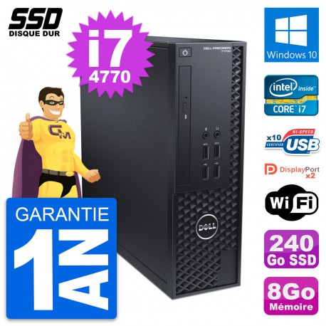 PC Dell Precision T1700 SFF Intel Core i7-4770 RAM 8Go SSD 240Go Windows 10 Wifi