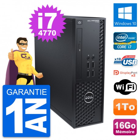 PC Dell T1700 SFF Intel Core i7-4770 RAM 16Go Disque Dur 1To Windows 10 Wifi