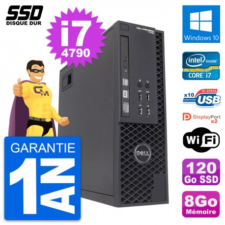 PC Dell Precision T1700 SFF Intel Core i7-4790 RAM 8Go SSD 120Go Windows 10 Wifi