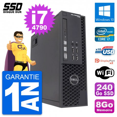 PC Dell Precision T1700 SFF Intel Core i7-4790 RAM 8Go SSD 240Go Windows 10 Wifi