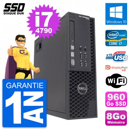 PC Dell Precision T1700 SFF Intel Core i7-4790 RAM 8Go SSD 960Go Windows 10 Wifi