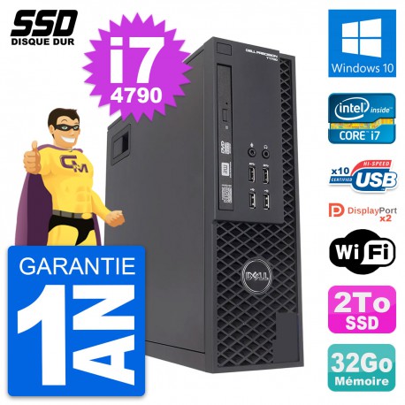 PC Dell Precision T1700 SFF Intel Core i7-4790 RAM 32Go SSD 2To Windows 10 Wifi