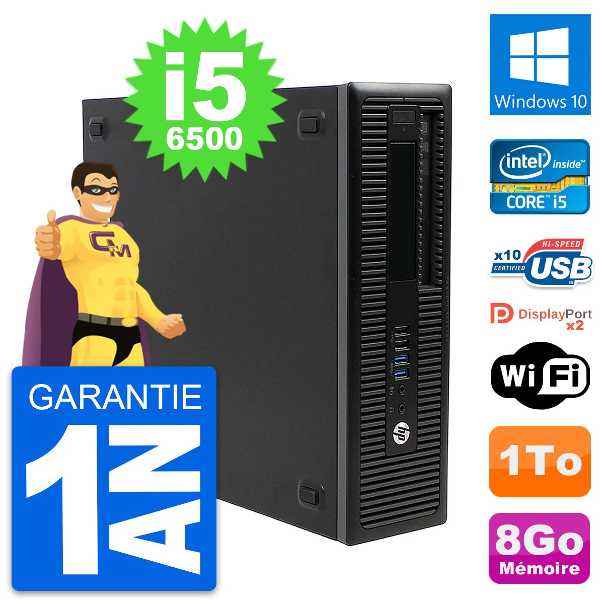 PC HP EliteDesk 800 G2 SFF Intel i5-6500 RAM 8Go Disque Dur 1To