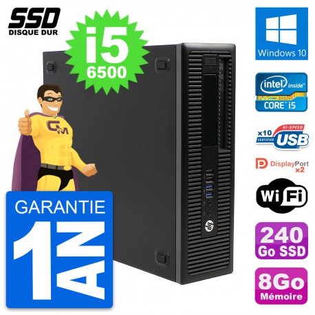 PC HP EliteDesk 800 G2 SFF Intel Core i5-6500 RAM 8Go SSD 240Go Windows 10 Wifi