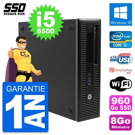PC HP EliteDesk 800 G2 SFF Intel Core i5-6500 RAM 8Go SSD 960Go Windows 10 Wifi