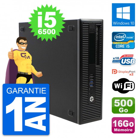 PC HP EliteDesk 800 G2 SFF Intel i5-6500 RAM 16Go Disque 500Go Windows 10 Wifi