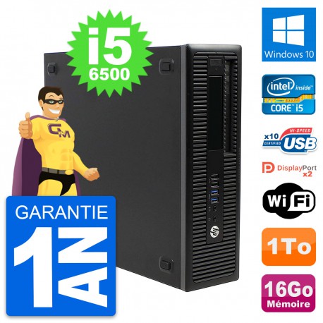 PC HP EliteDesk 800 G2 SFF Intel i5-6500 RAM 16Go Disque 1To Windows 10 Wifi