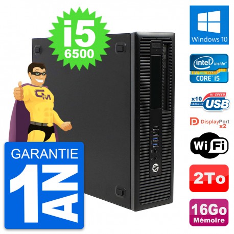 PC HP EliteDesk 800 G2 SFF Intel i5-6500 RAM 16Go Disque 2To Windows 10 Wifi