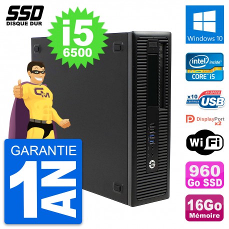PC HP EliteDesk 800 G2 SFF Intel Core i5-6500 RAM 16Go SSD 960Go Windows 10 Wifi