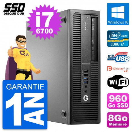 PC HP EliteDesk 800 G2 SFF Intel Core i7-6700 RAM 8Go SSD 960Go Windows 10 Wifi