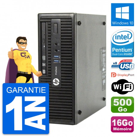 PC HP ProDesk 400 G3 SFF Intel G4400 RAM 16Go Disque 500Go Windows 10 Wifi