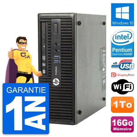 PC HP ProDesk 400 G3 SFF Intel G4400 RAM 16Go Disque 1To Windows 10 Wifi