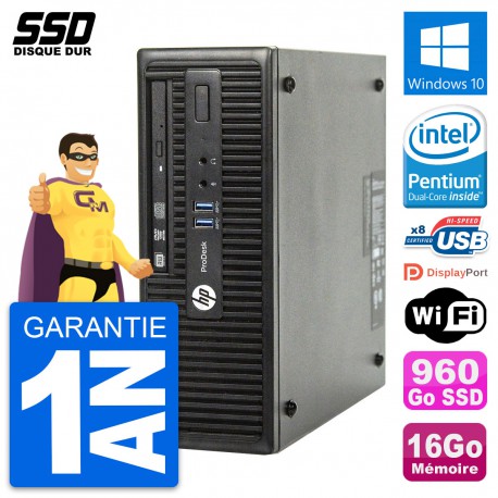 PC HP ProDesk 400 G3 SFF Intel G4400 RAM 16Go SSD 960Go Windows 10 Wifi