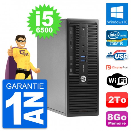PC HP ProDesk 400 G3 SFF Intel i5-6500 RAM 8Go Disque Dur 2To Windows 10 Wifi