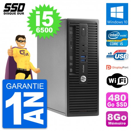 PC HP ProDesk 400 G3 SFF Intel Core i5-6500 RAM 8Go SSD 480Go Windows 10 Wifi