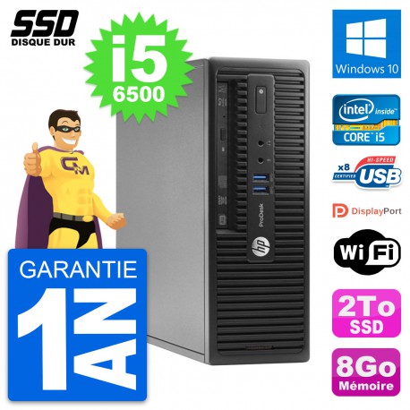 PC HP ProDesk 400 G3 SFF Intel Core i5-6500 RAM 8Go SSD 2To Windows 10 Wifi