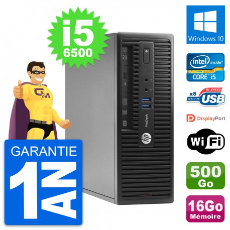 PC HP ProDesk 400 G3 SFF Intel i5-6500 RAM 16Go Disque 500Go Windows 10 Wifi