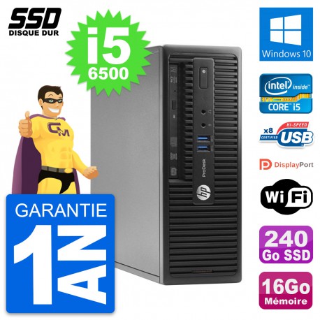 PC HP ProDesk 400 G3 SFF Intel Core i5-6500 RAM 16Go SSD 240Go Windows 10 Wifi