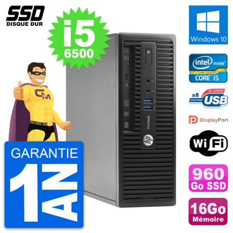 PC HP ProDesk 400 G3 SFF Intel Core i5-6500 RAM 16Go SSD 960Go Windows 10 Wifi