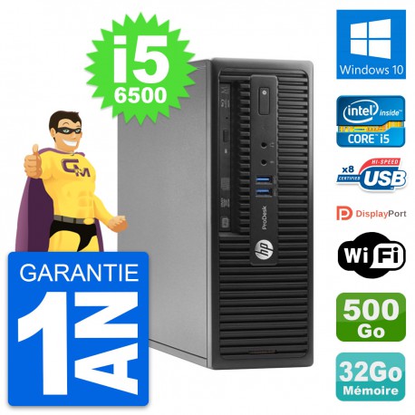 PC HP ProDesk 400 G3 SFF Intel i5-6500 RAM 32Go Disque 500Go Windows 10 Wifi