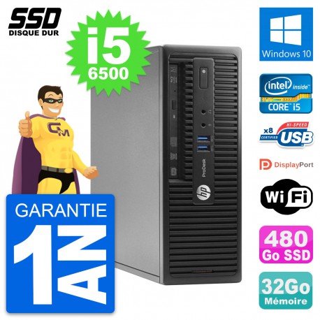 PC HP ProDesk 400 G3 SFF Intel Core i5-6500 RAM 32Go SSD 480Go Windows 10 Wifi