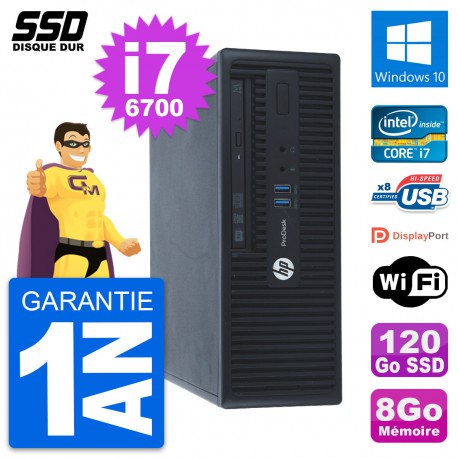 PC HP ProDesk 400 G3 SFF Intel Core i7-6700 RAM 8Go SSD 120Go Windows 10 Wifi
