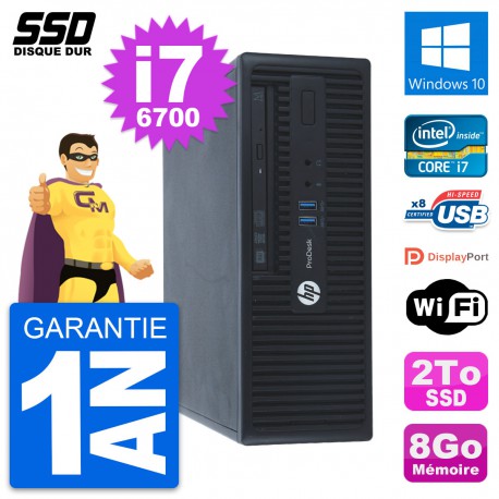 PC HP ProDesk 400 G3 SFF Intel Core i7-6700 RAM 8Go SSD 2To Windows 10 Wifi