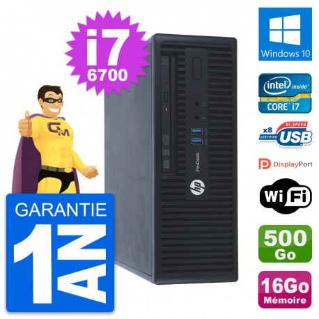 PC HP ProDesk 400 G3 SFF Intel i7-6700 RAM 16Go Disque 500Go Windows 10 Wifi