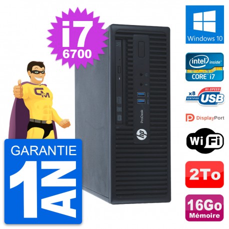 PC HP ProDesk 400 G3 SFF Intel Core i7-6700 RAM 16Go Disque 2To Windows 10 Wifi