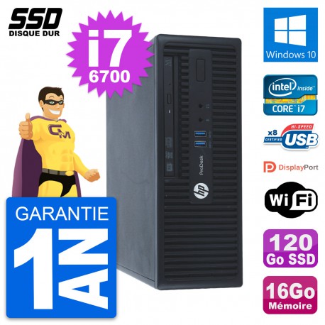 PC HP ProDesk 400 G3 SFF Intel Core i7-6700 RAM 16Go SSD 120Go Windows 10 Wifi