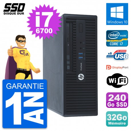 PC HP ProDesk 400 G3 SFF Intel Core i7-6700 RAM 32Go SSD 240Go Windows 10 Wifi