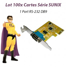 Lot 100 Cartes PCIe Port RS-232 Série DB9 Sunix SER6427A Sun 039G9N Low Profile