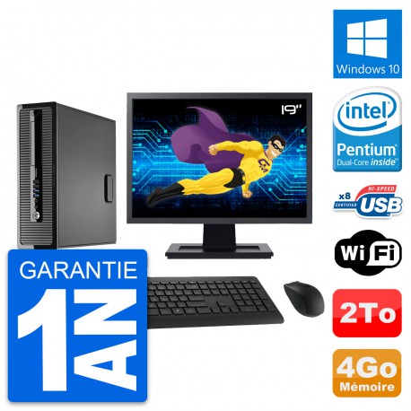PC HP ProDesk 400 G1 SFF Ecran 19" G3220 RAM 4Go Disque 2To Windows 10 Wifi