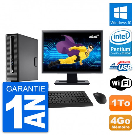 PC HP ProDesk 400 G1 SFF Ecran 22" G3220 RAM 4Go Disque 1To Windows 10 Wifi