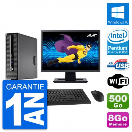 PC HP 400 G1 SFF Ecran 22" Intel G3220 RAM 8Go Disque 500Go Windows 10 Wifi