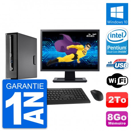 PC HP ProDesk 400 G1 SFF Ecran 22" G3220 RAM 8Go Disque 2To Windows 10 Wifi