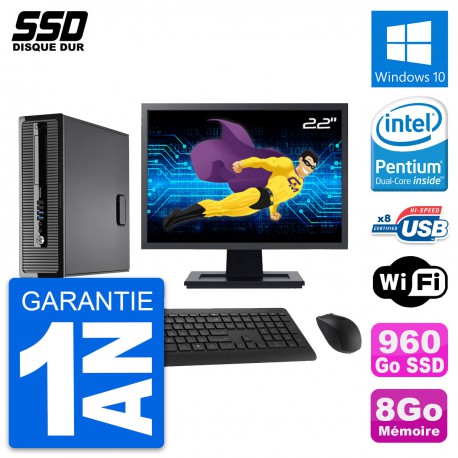 PC HP ProDesk 400 G1 SFF Ecran 22" Intel G3220 RAM 8Go SSD 960Go Windows 10 Wifi