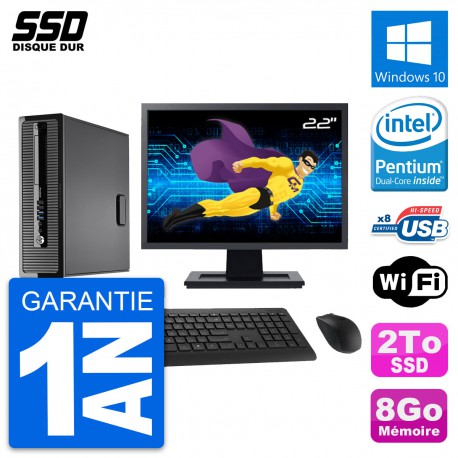 PC HP ProDesk 400 G1 SFF Ecran 22" Intel G3220 RAM 8Go SSD 2To Windows 10 Wifi