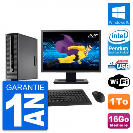 PC HP ProDesk 400 G1 SFF Ecran 22" G3220 RAM 16Go Disque 1To Windows 10 Wifi