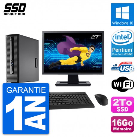 PC HP ProDesk 400 G1 SFF Ecran 27" G3220 RAM 16Go SSD 2To Windows 10 Wifi