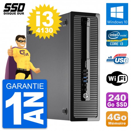 PC HP ProDesk 400 G1 SFF Intel Core i3-4130 RAM 4Go SSD 240Go Windows 10 Wifi